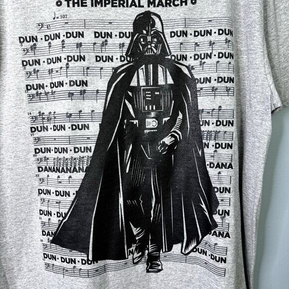 Star Wars Darth Vader The Imperial March Lyrics Funny Heather Gray T-Shirt Sz L - Picture 6 of 10